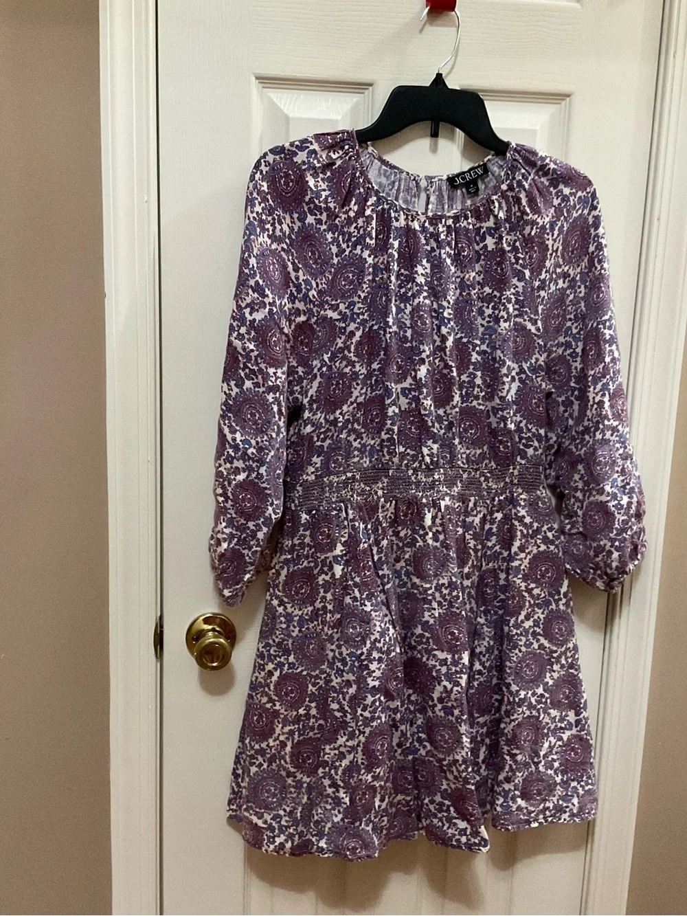 J. CREW Lavender Floral Smocked-Waist Long Sleeve Dress. Excellent Condition